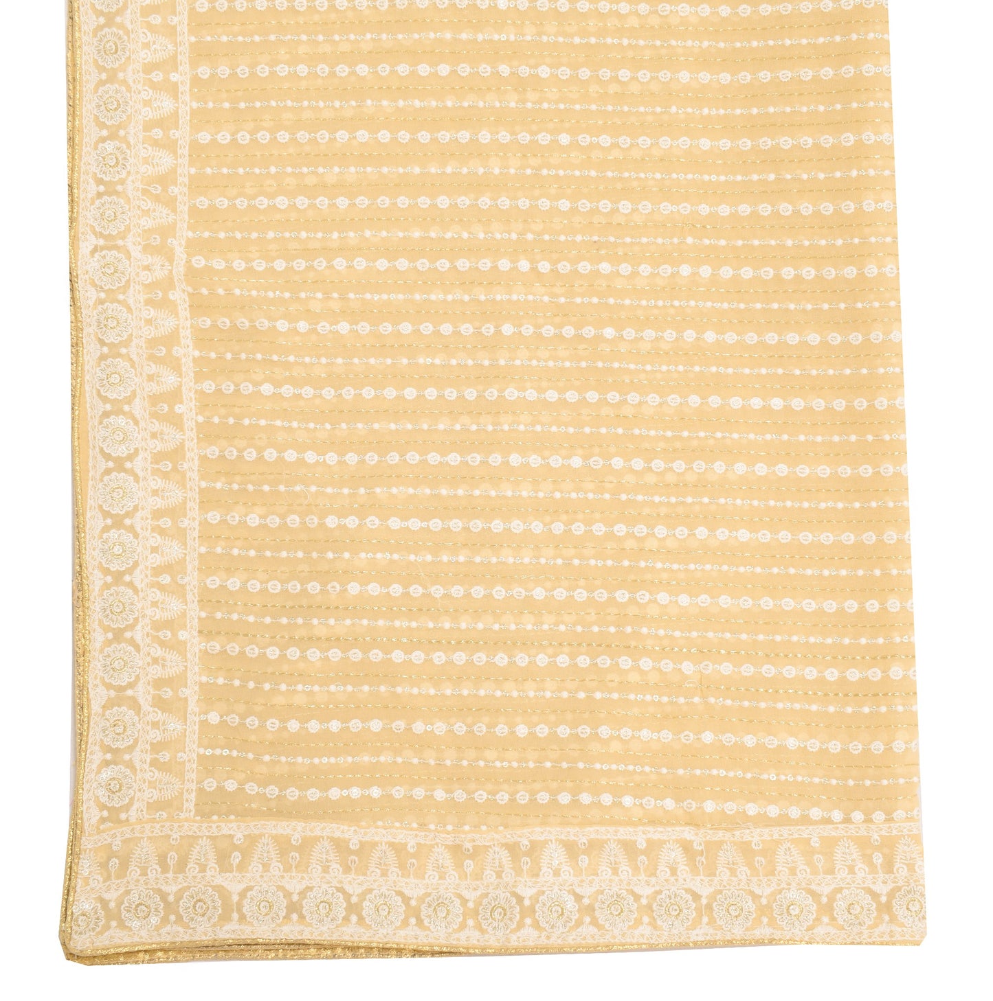 Sushila Vintage Beige Dupatta All Over Embroidered Art Georgette Long Stole Wrap