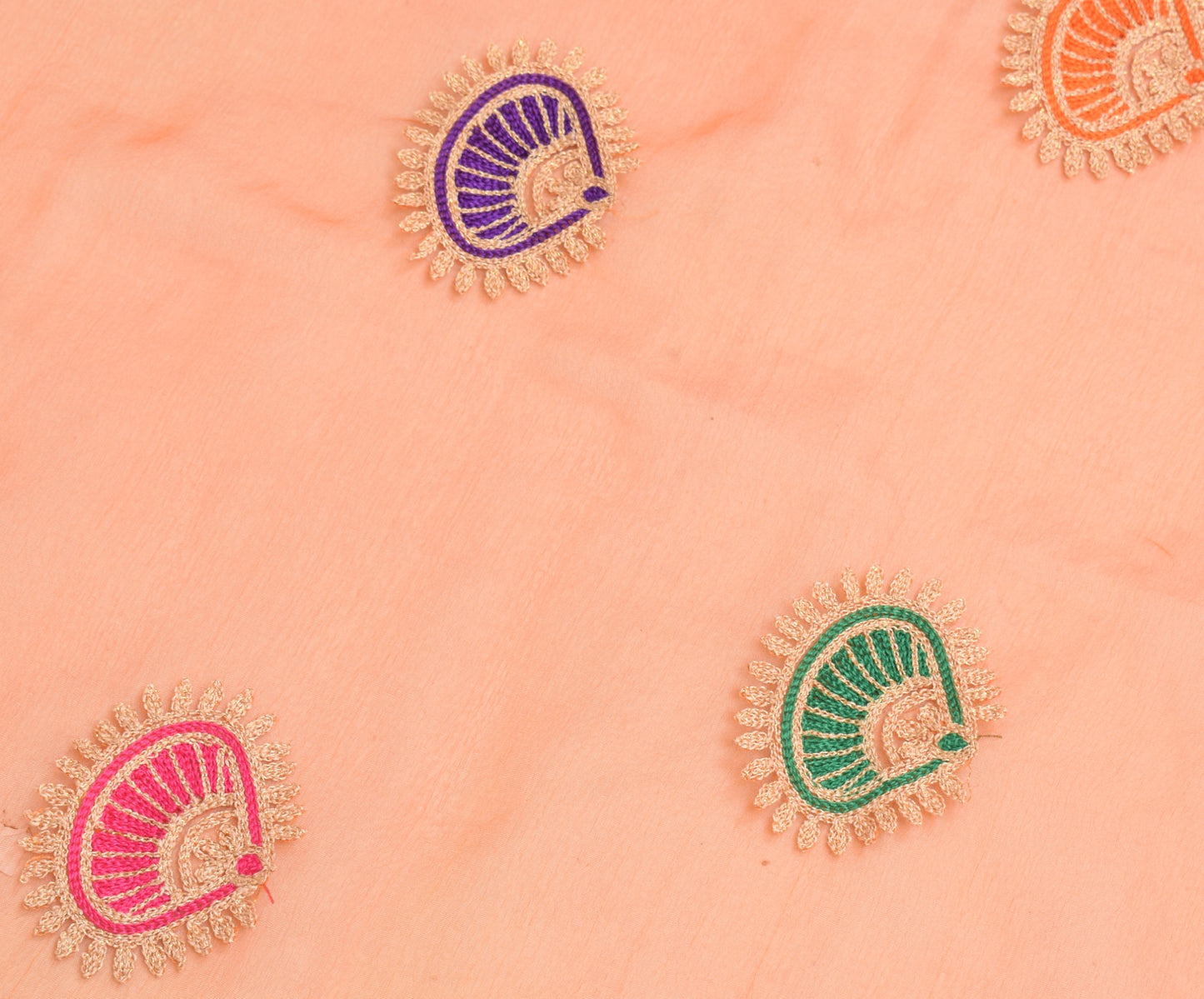 Sushila Vintage Orange Art Silk Dupatta Embroidered with Hand Woven Border Stole