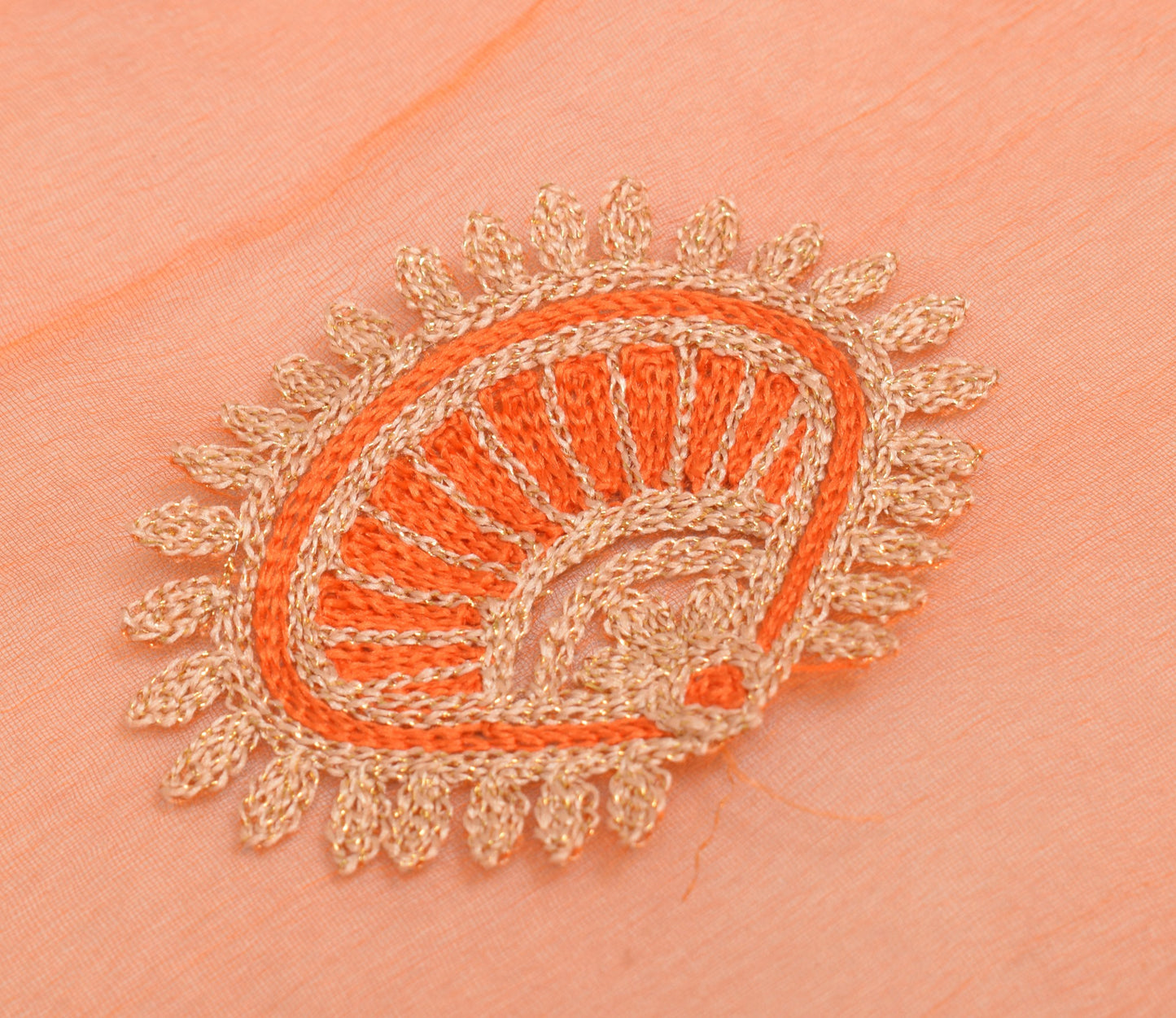 Sushila Vintage Orange Art Silk Dupatta Embroidered with Hand Woven Border Stole