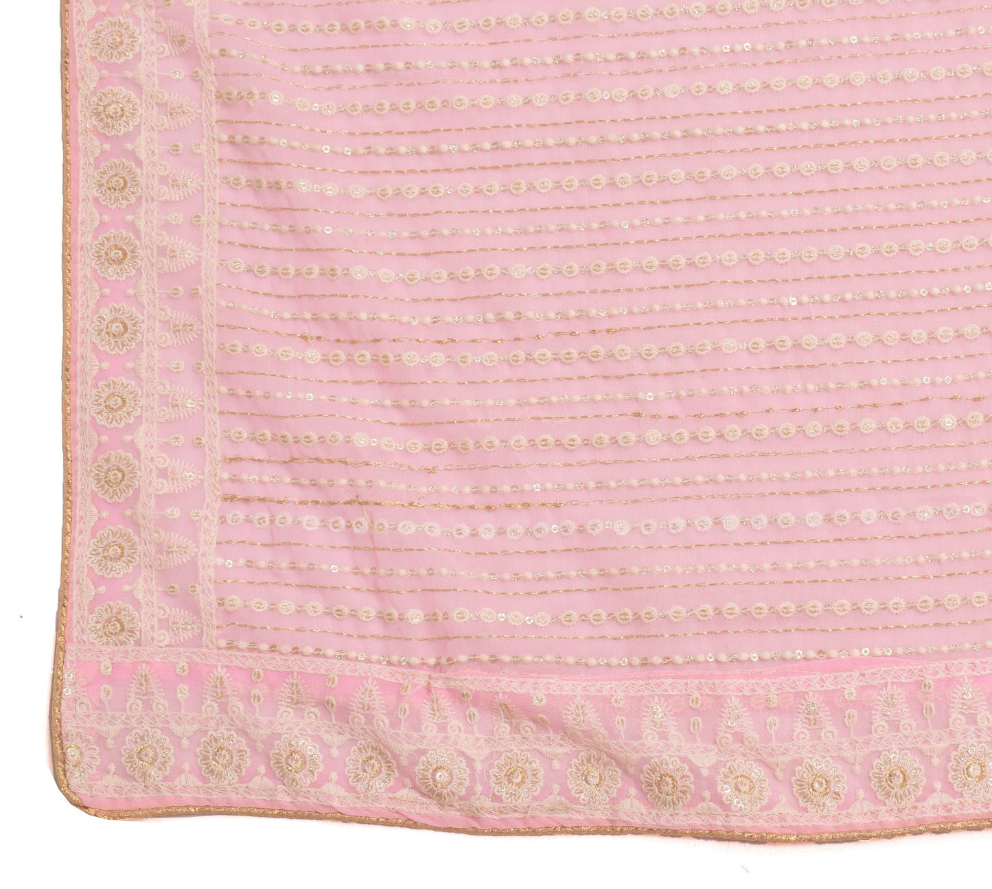 Sushila Vintage Pink Dupatta Art Georgette All Over Embroidered Long Stole Wrap