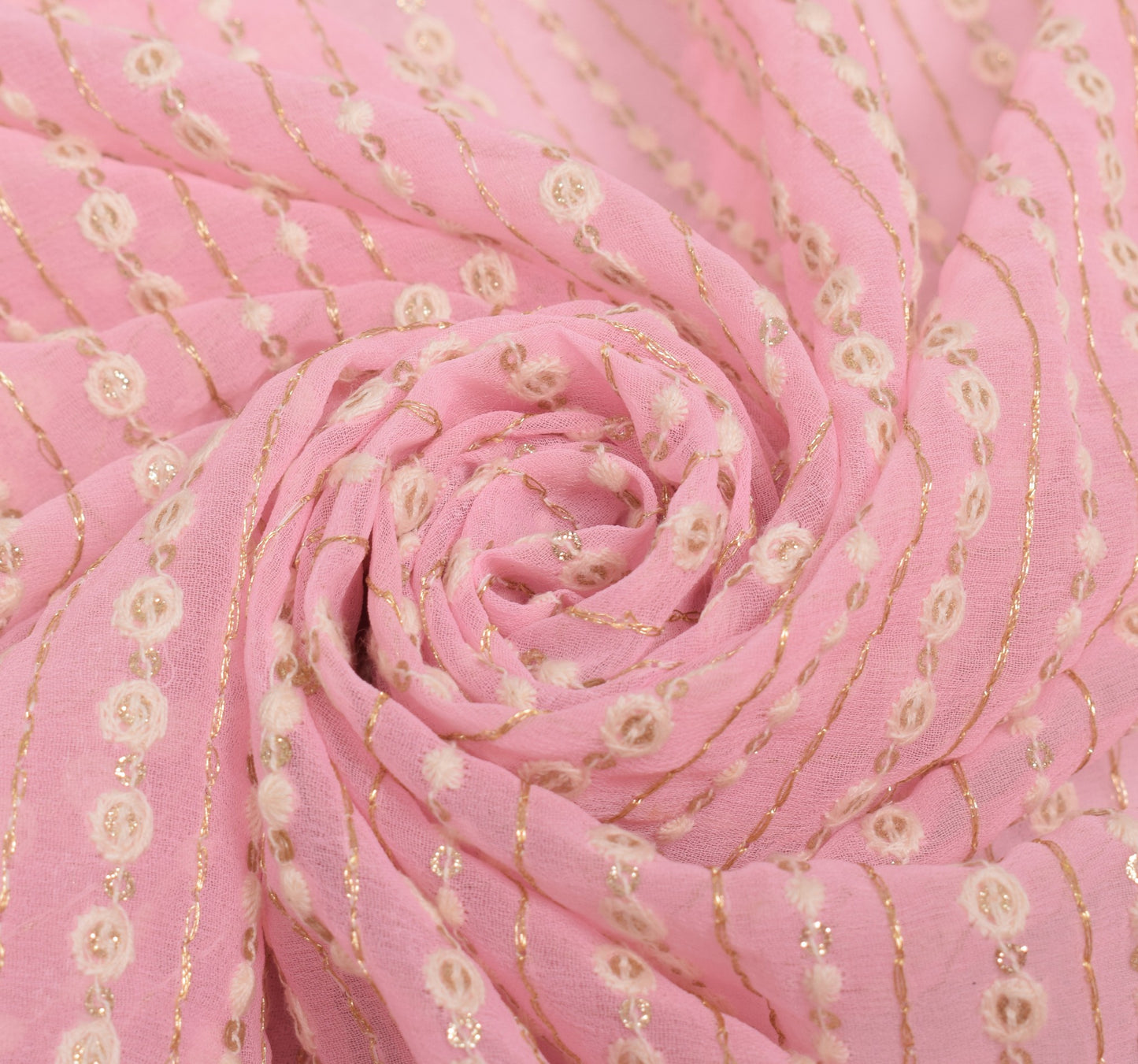 Sushila Vintage Pink Dupatta Art Georgette All Over Embroidered Long Stole Wrap