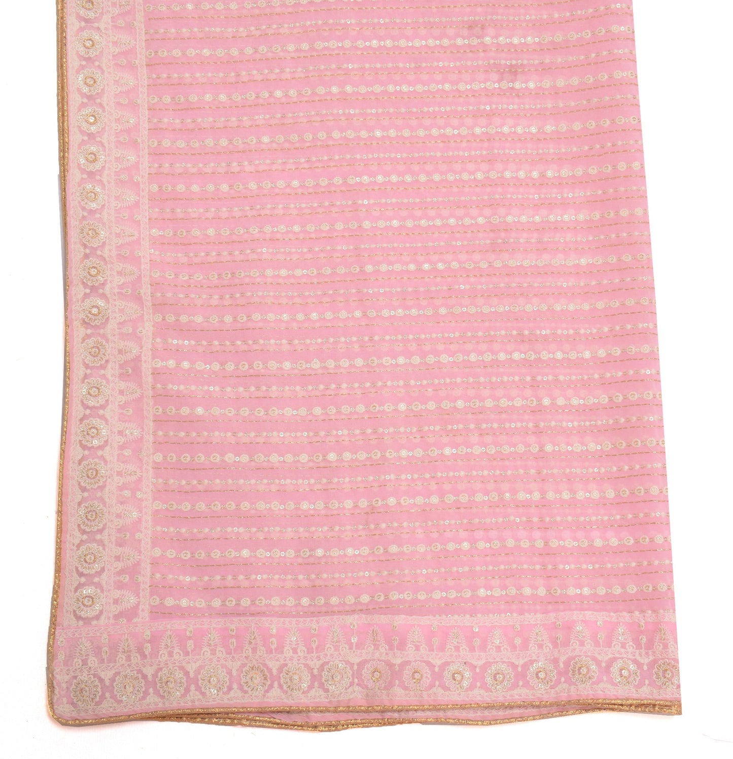 Sushila Vintage Pink Dupatta Art Georgette All Over Embroidered Long Stole Wrap