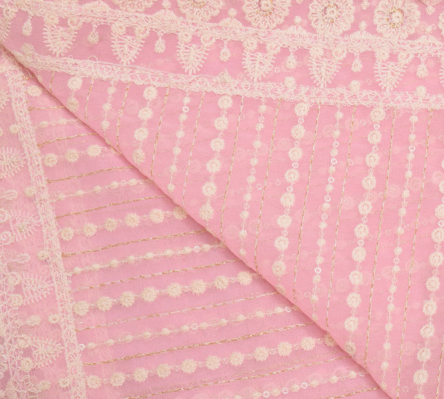 Sushila Vintage Pink Dupatta Art Georgette All Over Embroidered Long Stole Wrap