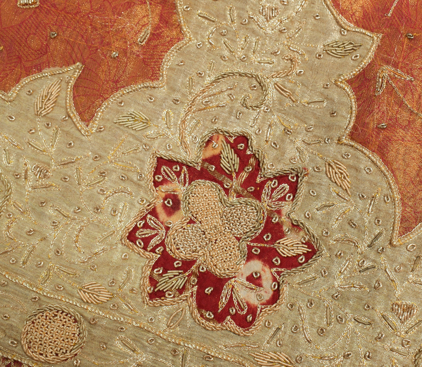 Sushila Vintage Pure Tissue Heavy Dupatta Pink Gold Zari Embroidered Long Stole