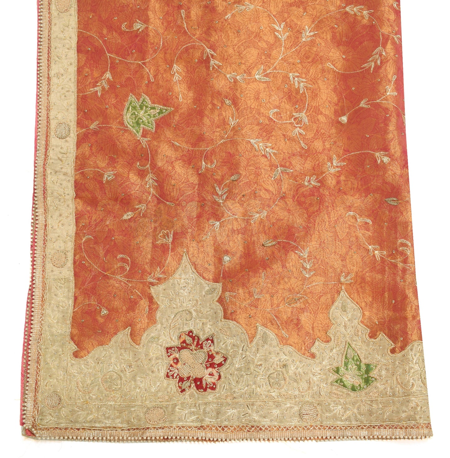Sushila Vintage Pure Tissue Heavy Dupatta Pink Gold Zari Embroidered Long Stole