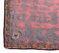 Sushila Vintage Red Tie-Dye Dupatta Pure Georgette Glass Beads Embellish Stole