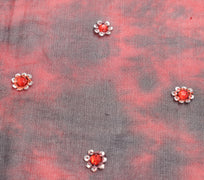 Sushila Vintage Red Tie-Dye Dupatta Pure Georgette Glass Beads Embellish Stole