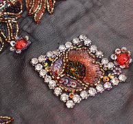 Sushila Vintage Red Tie-Dye Dupatta Pure Georgette Glass Beads Embellish Stole