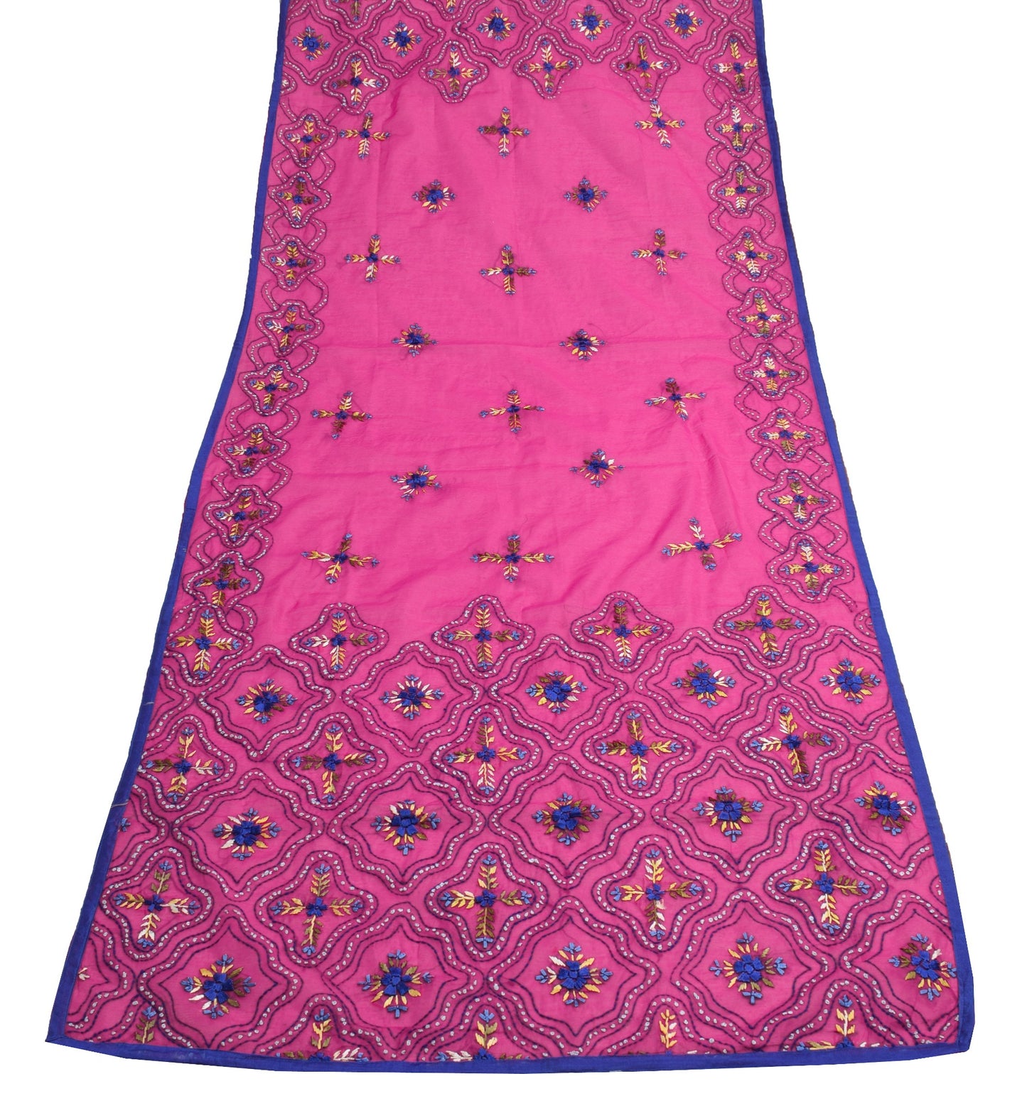Sushila Vintage Pink Heavy Dupatta Art Silk Handmade Traditional OOAK Long Stole