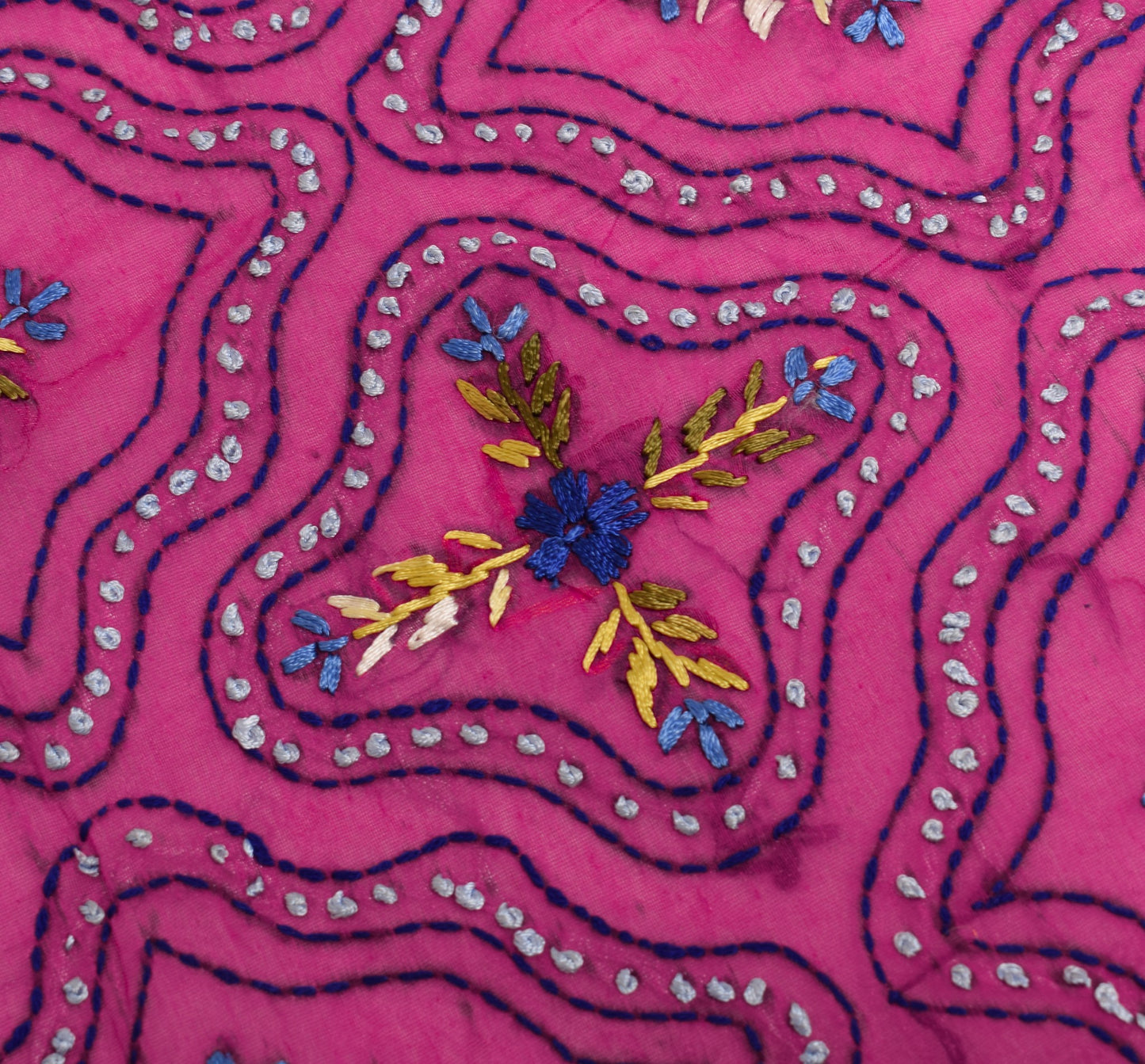 Sushila Vintage Pink Heavy Dupatta Art Silk Handmade Traditional OOAK Long Stole