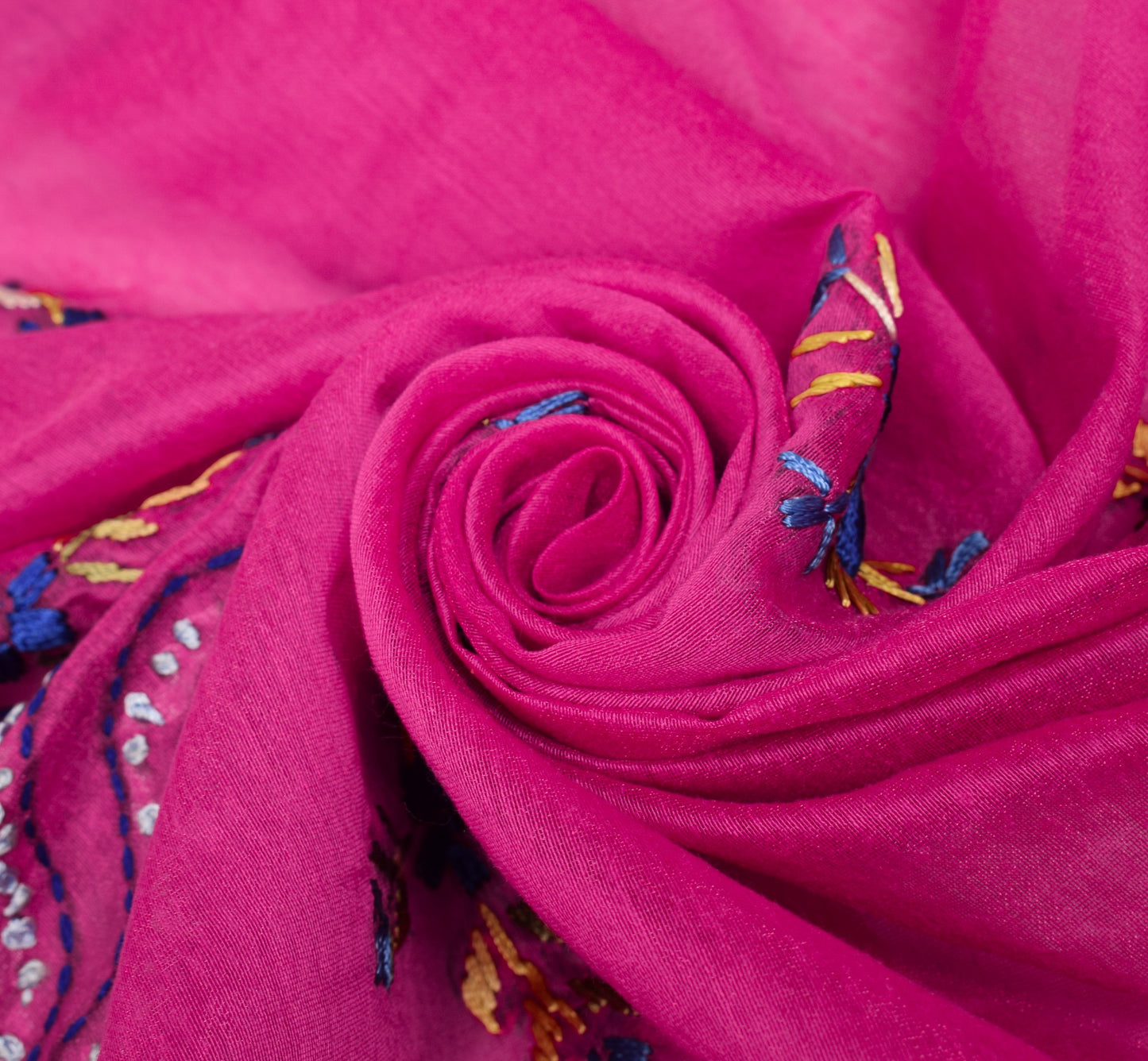Sushila Vintage Pink Heavy Dupatta Art Silk Handmade Traditional OOAK Long Stole