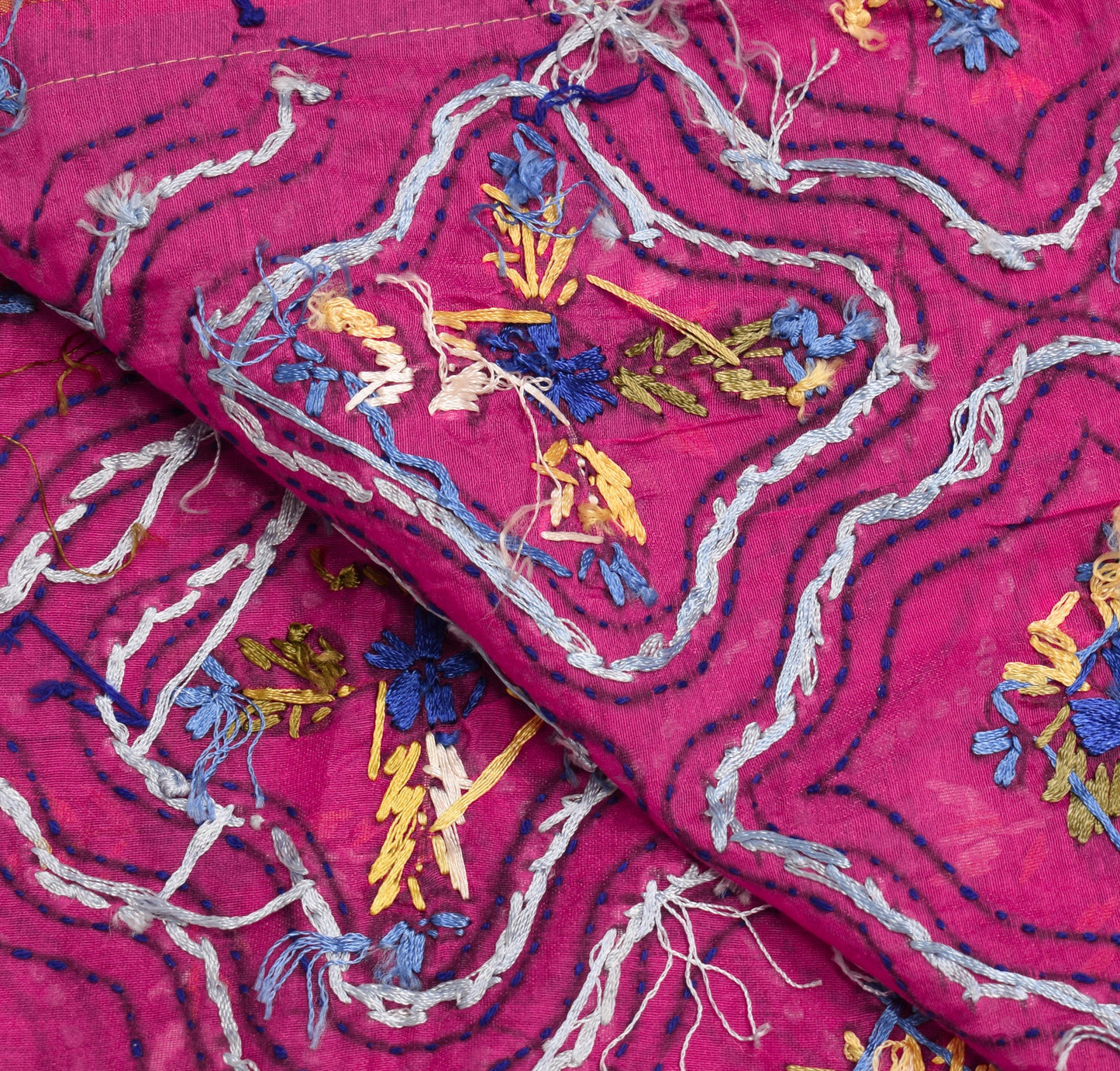 Sushila Vintage Pink Heavy Dupatta Art Silk Handmade Traditional OOAK Long Stole