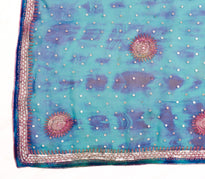 Sushila Vintage Blue Tie-Dye Dupatta Pure Georgette Sequins Zari Work Long Stole