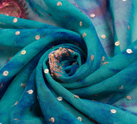 Sushila Vintage Blue Tie-Dye Dupatta Pure Georgette Sequins Zari Work Long Stole