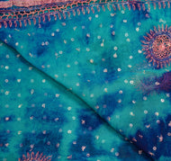 Sushila Vintage Blue Tie-Dye Dupatta Pure Georgette Sequins Zari Work Long Stole