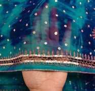 Sushila Vintage Blue Tie-Dye Dupatta Pure Georgette Sequins Zari Work Long Stole