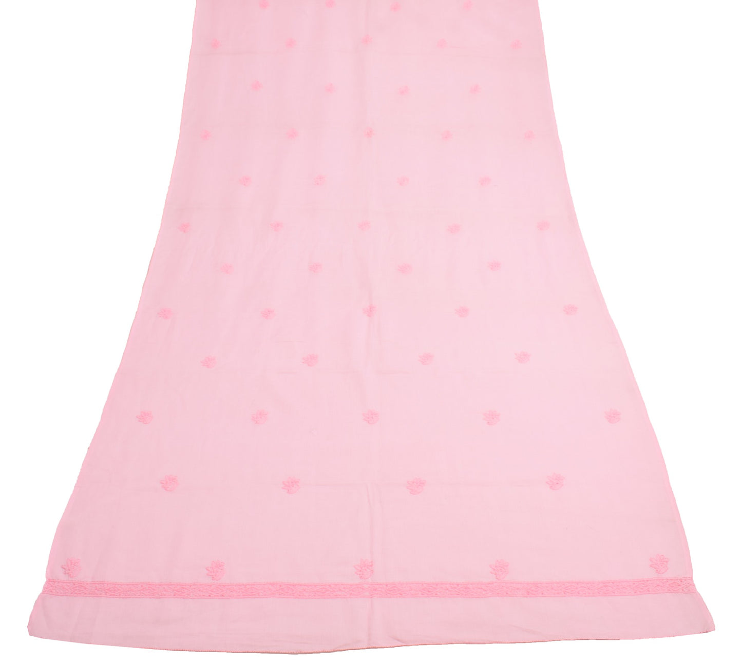 Sushila Vintage Pink Chikankari Dupatta Art Cotton Lucknowi Casual Long Stole