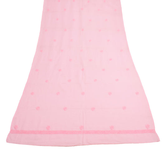 Sushila Vintage Pink Chikankari Dupatta Art Cotton Lucknowi Casual Long Stole