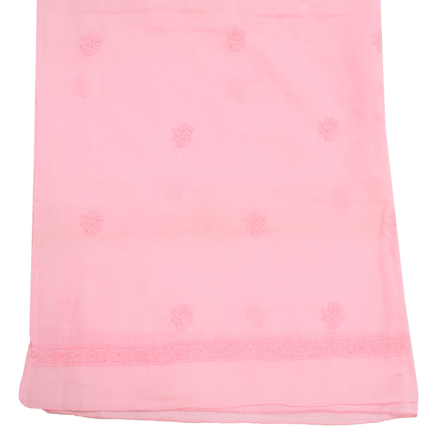 Sushila Vintage Pink Chikankari Dupatta Art Cotton Lucknowi Casual Long Stole