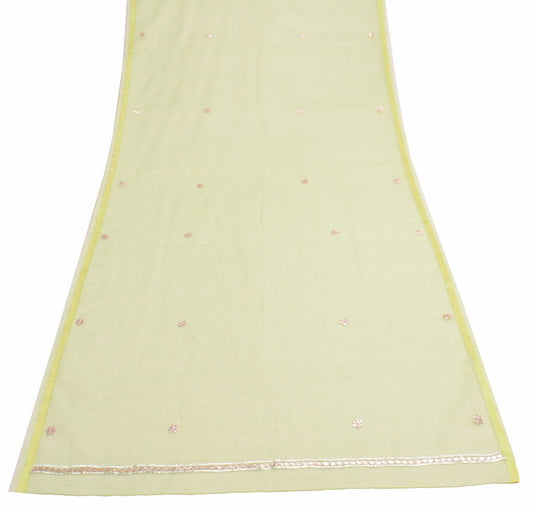 Sushila Vintage Green GottaPatti Dupatta Floral CottonSilk Kota Doria Long Stole