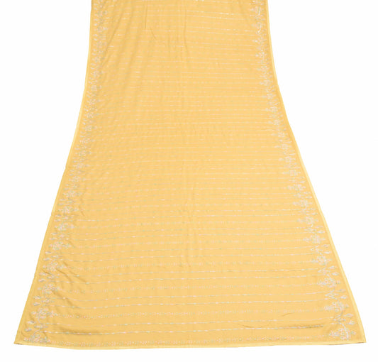 Sushila Vintage Mustard Dupatta Soft Pure Cotton Embroidered Floral Long Stole