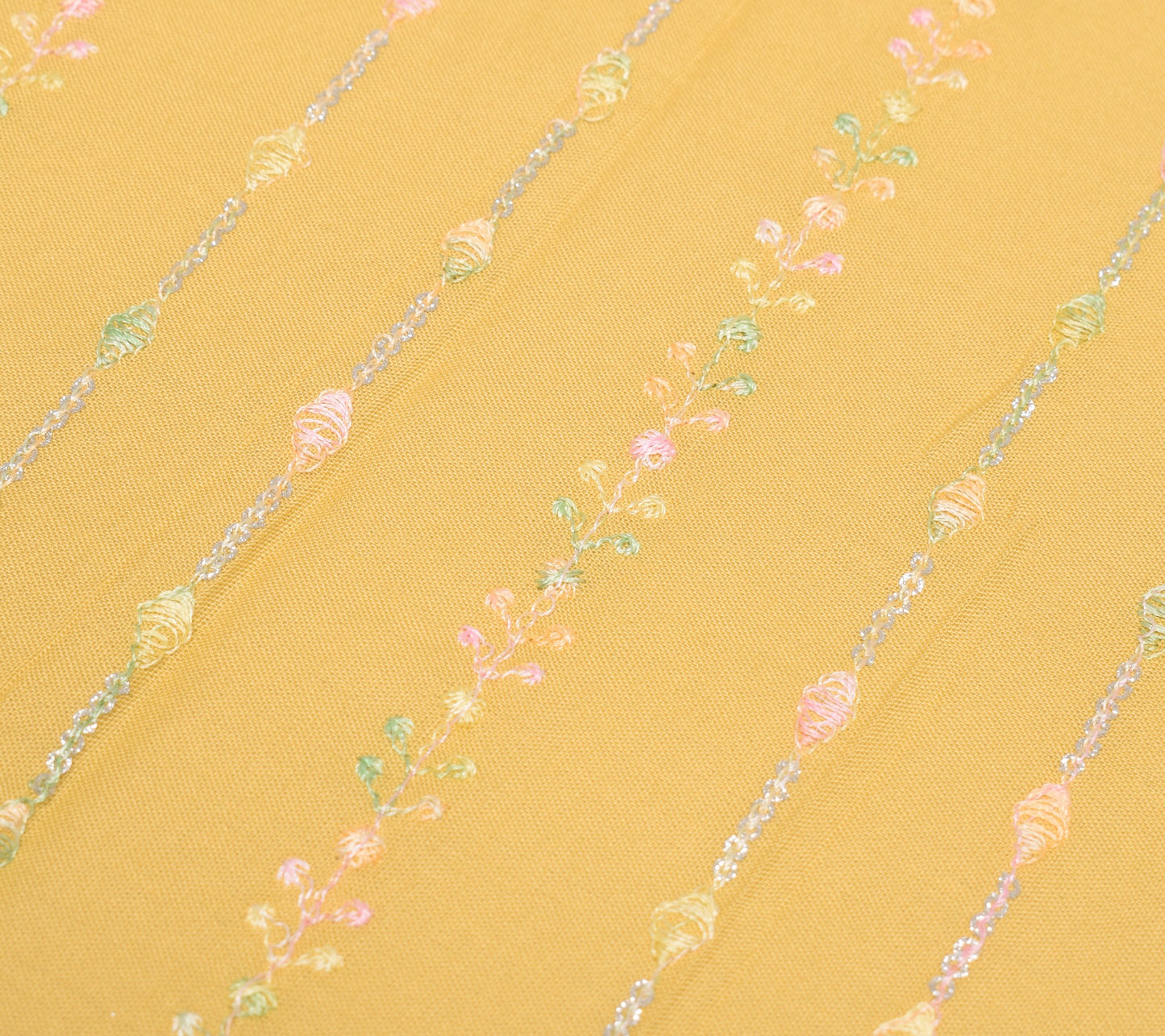 Sushila Vintage Mustard Dupatta Soft Pure Cotton Embroidered Floral Long Stole