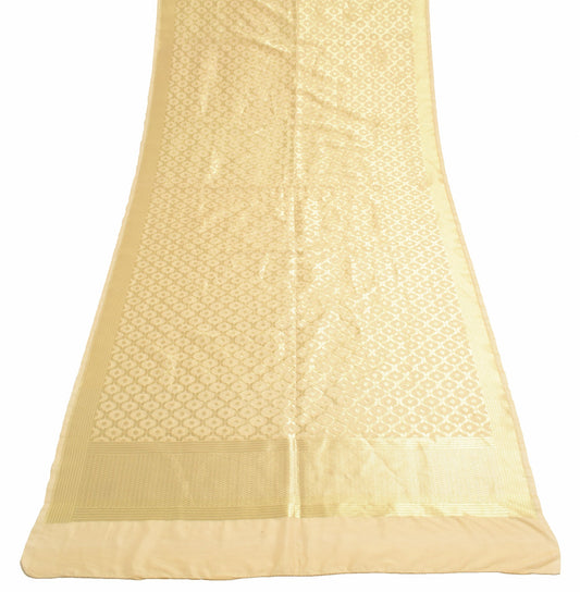 Sushila Vintage Beige Art Silk Dupatta Banarasi Zari Brocade Ethnic Long Stole