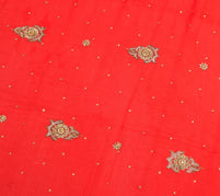 Sushila Vintage Red Heavy Dupatta Pure Silk Glass Beads Stone Work Wedding Stole