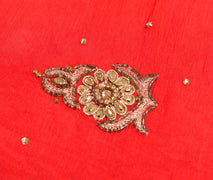 Sushila Vintage Red Heavy Dupatta Pure Silk Glass Beads Stone Work Wedding Stole