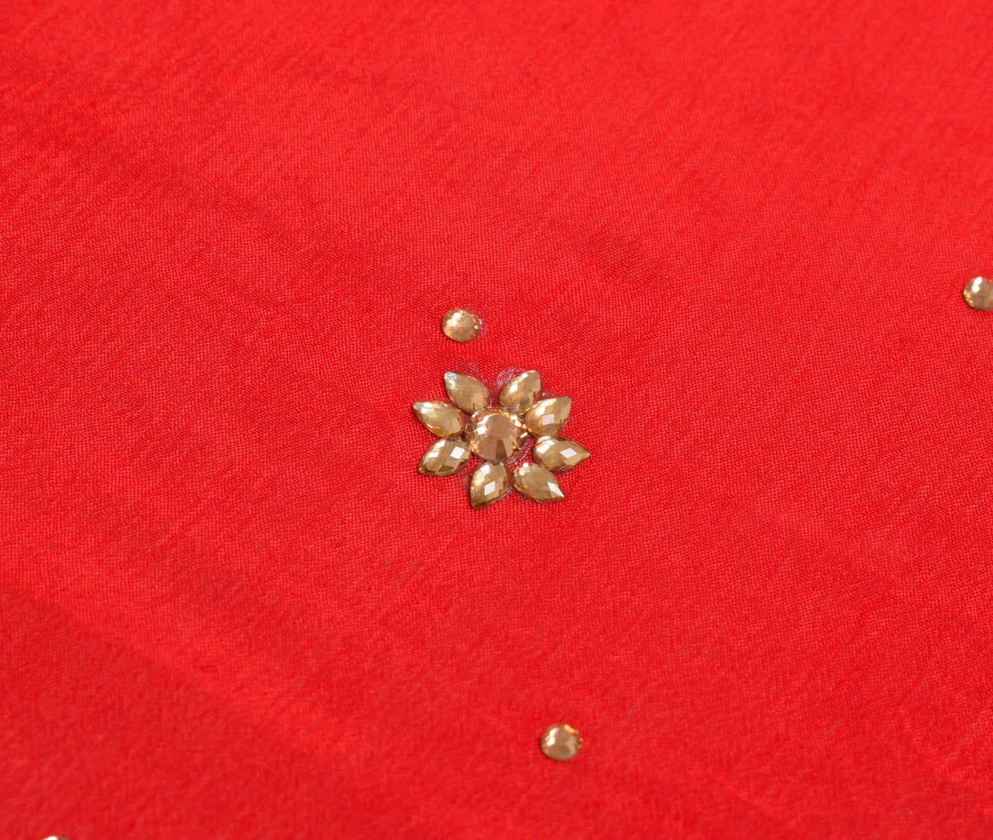Sushila Vintage Red Heavy Dupatta Pure Silk Glass Beads Stone Work Wedding Stole