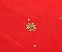 Sushila Vintage Red Heavy Dupatta Pure Silk Glass Beads Stone Work Wedding Stole