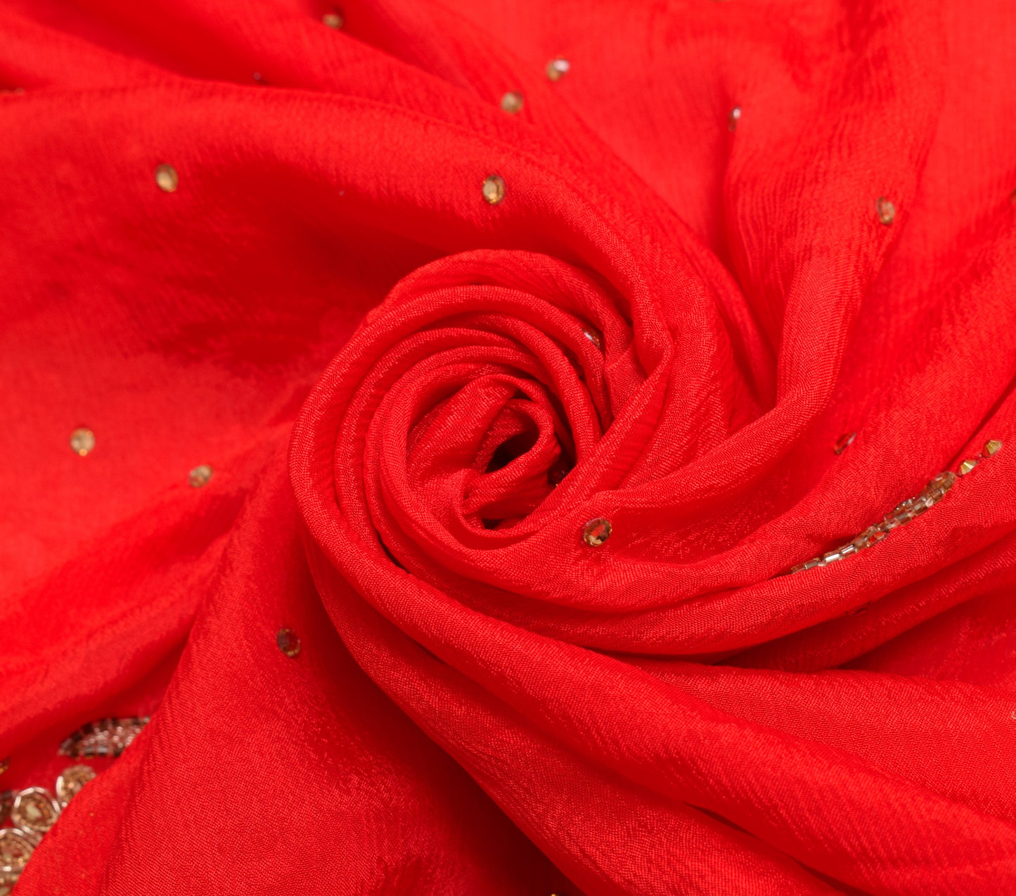 Sushila Vintage Red Heavy Dupatta Pure Silk Glass Beads Stone Work Wedding Stole