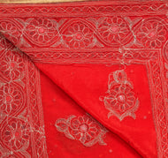 Sushila Vintage Red Heavy Dupatta Pure Silk Glass Beads Stone Work Wedding Stole