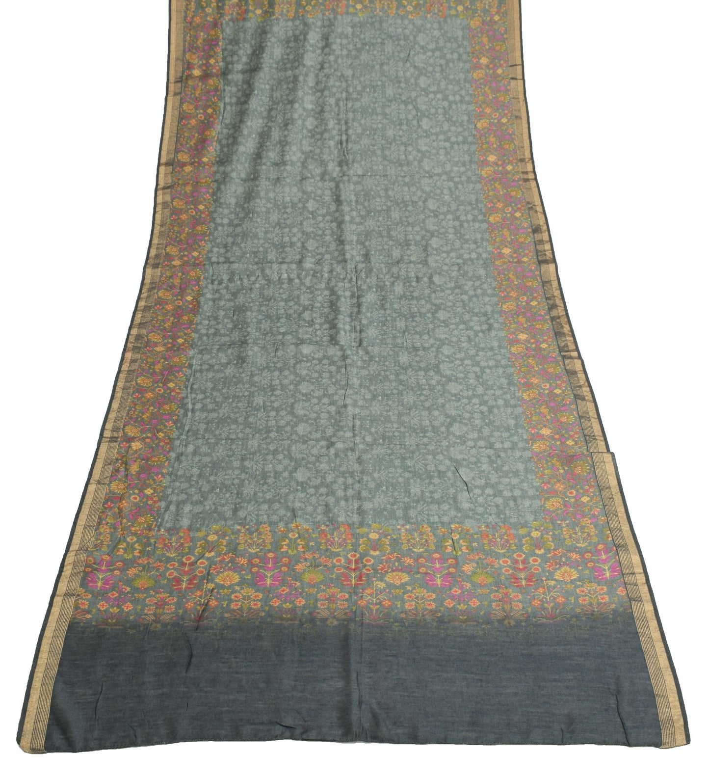 Sushila Vintage 100% Pure Cotton Silk Dupatta Floral Printed & Woven Long Stole