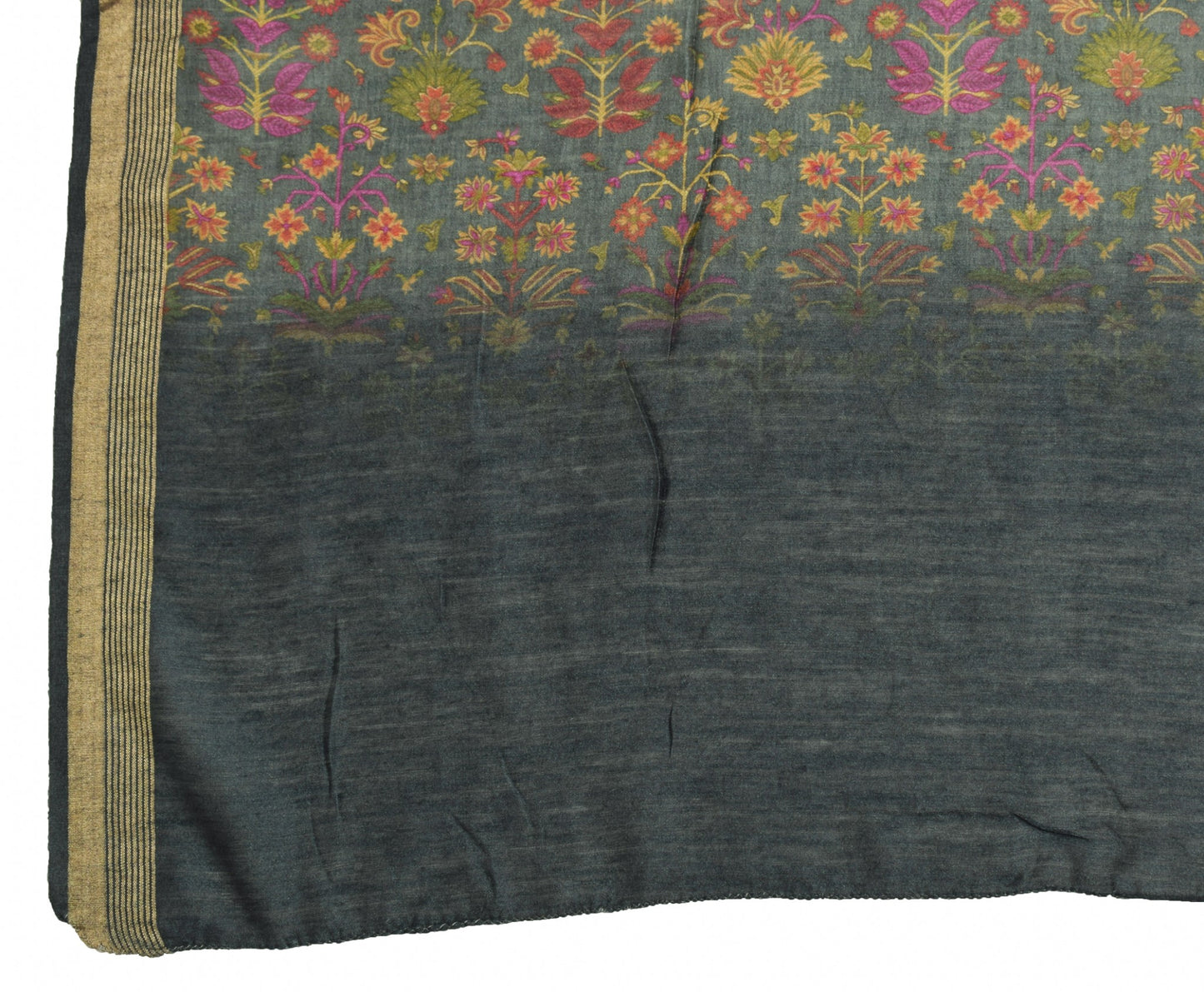 Sushila Vintage 100% Pure Cotton Silk Dupatta Floral Printed & Woven Long Stole