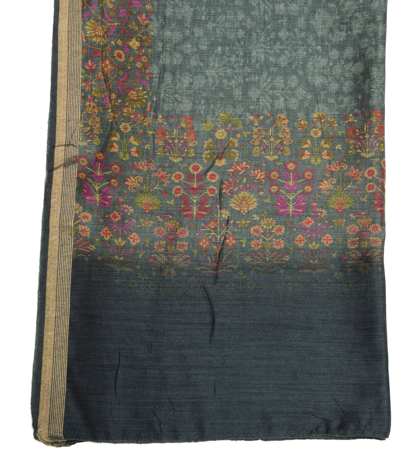 Sushila Vintage 100% Pure Cotton Silk Dupatta Floral Printed & Woven Long Stole