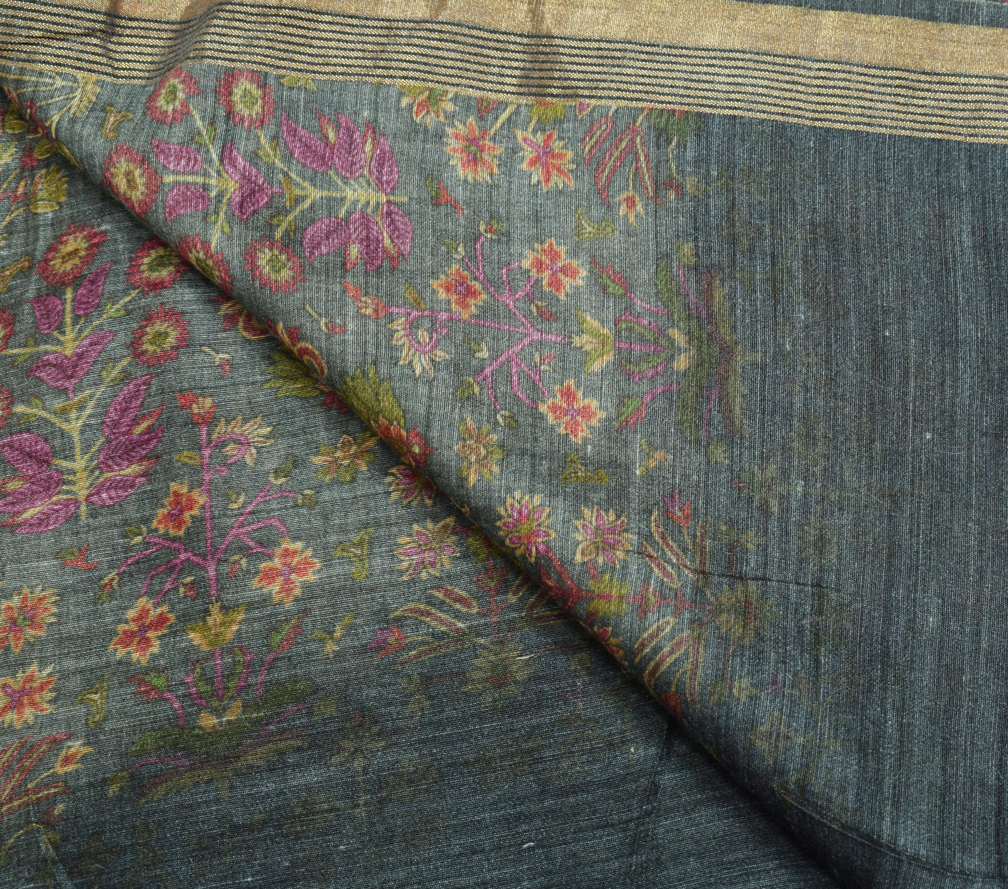 Sushila Vintage 100% Pure Cotton Silk Dupatta Floral Printed & Woven Long Stole