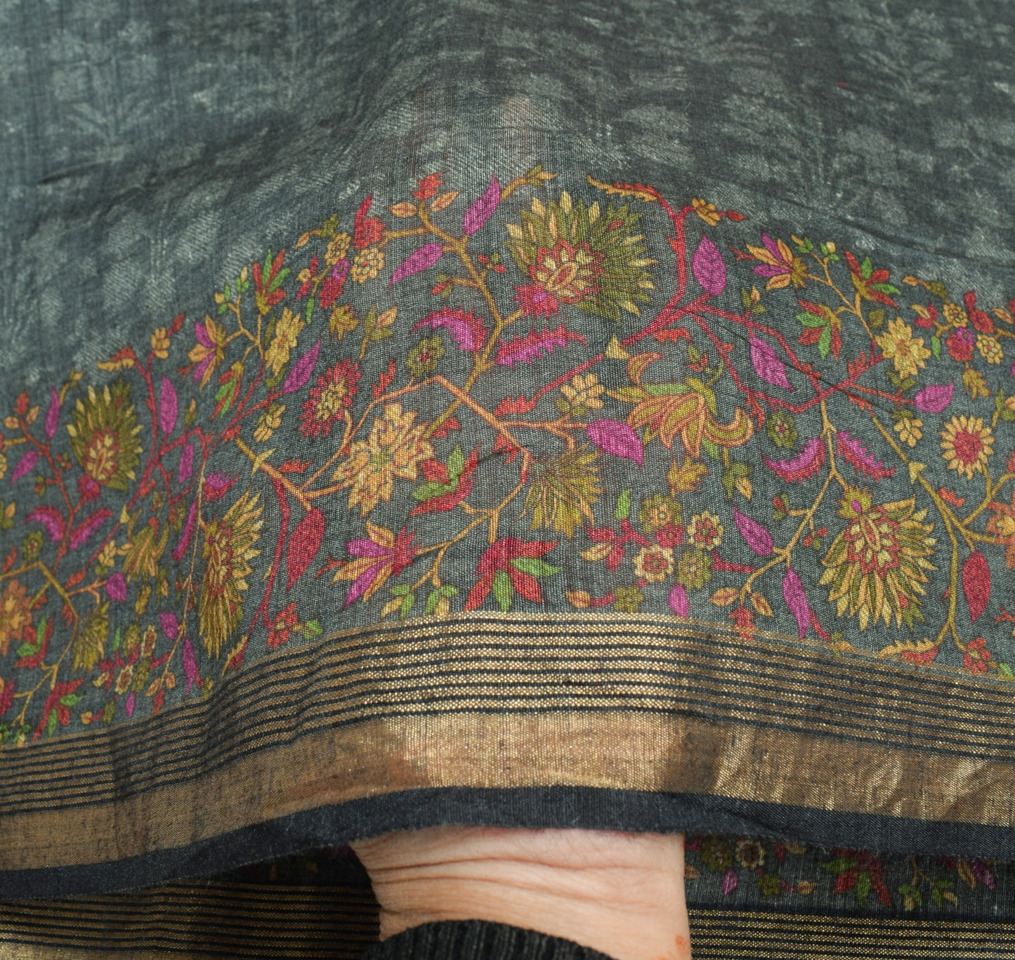 Sushila Vintage 100% Pure Cotton Silk Dupatta Floral Printed & Woven Long Stole