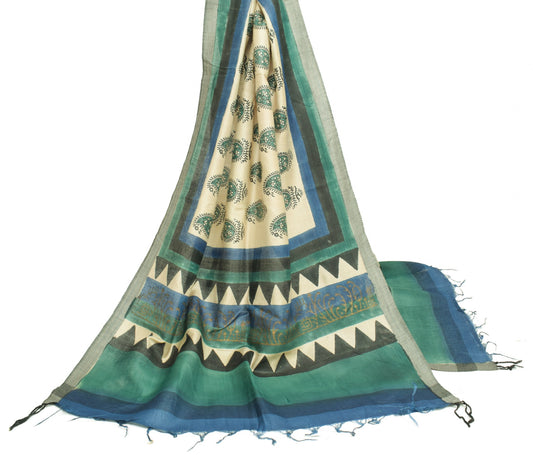 Sushila Vintage 100% Pure Woolen Dupatta Hand Block Printed Paisley Long Stole