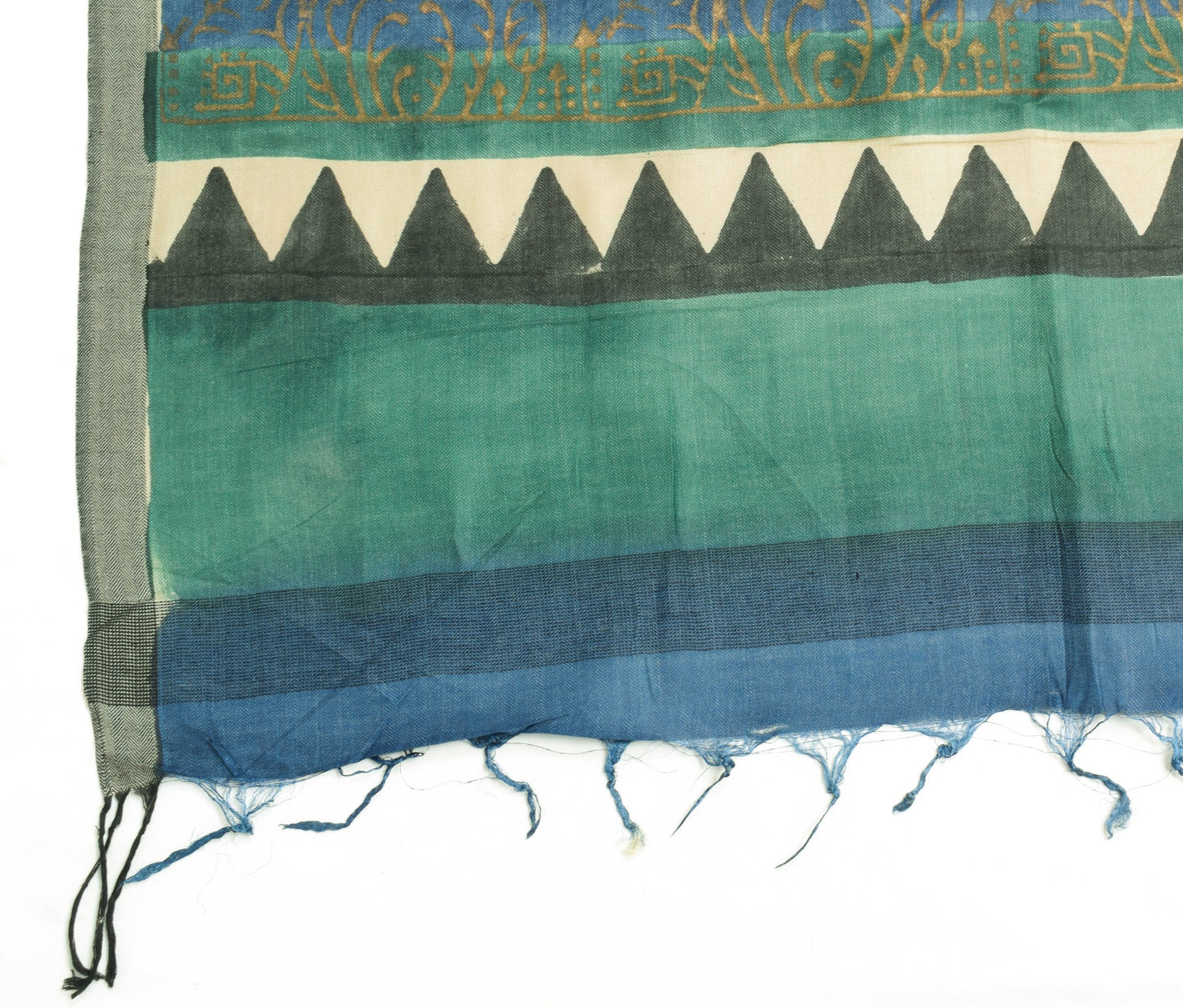 Sushila Vintage 100% Pure Woolen Dupatta Hand Block Printed Paisley Long Stole