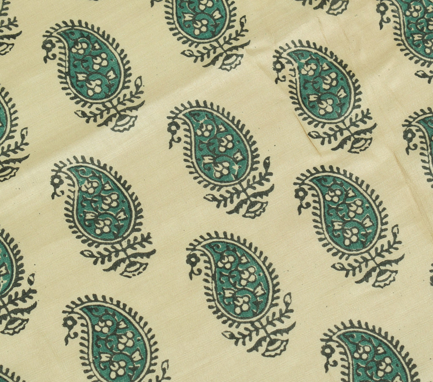 Sushila Vintage 100% Pure Woolen Dupatta Hand Block Printed Paisley Long Stole