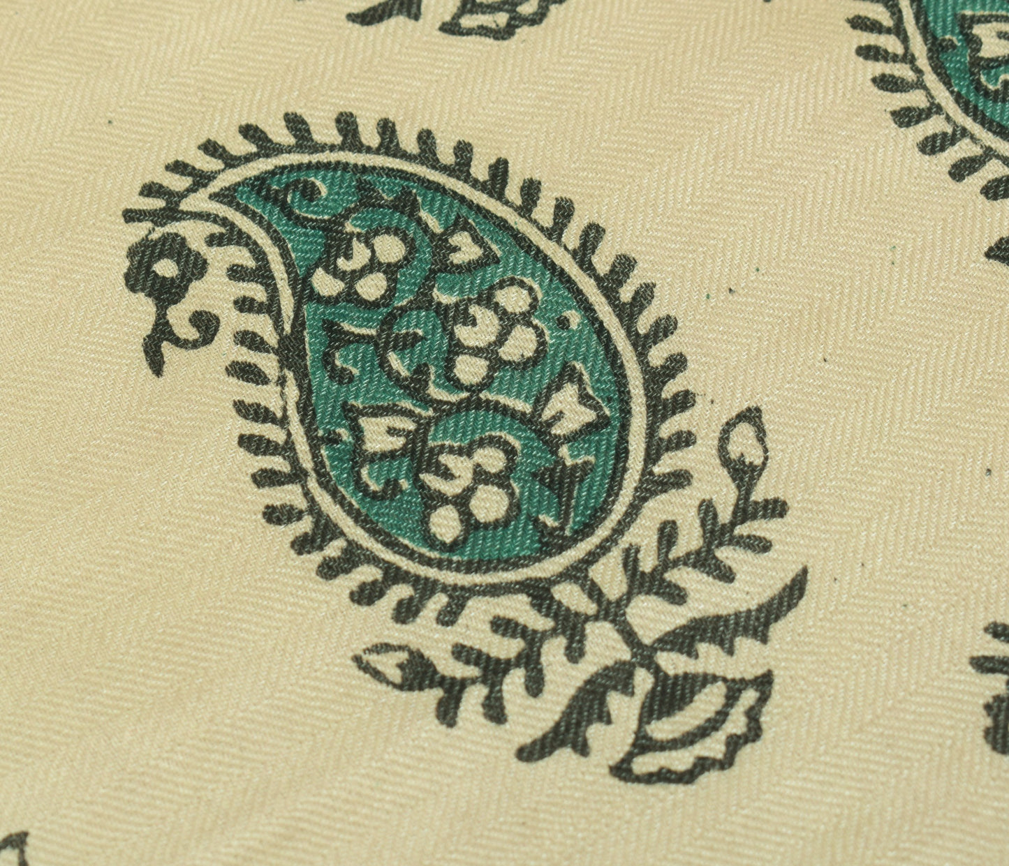 Sushila Vintage 100% Pure Woolen Dupatta Hand Block Printed Paisley Long Stole