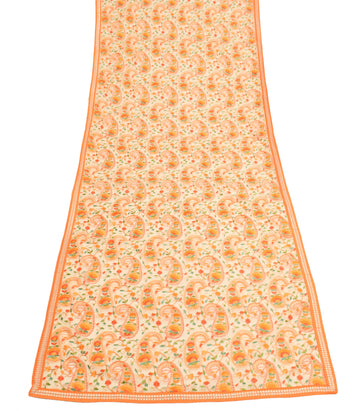 Sushila Vintage Cream Embroidered Dupatta Art Georgette Paisley Party Long Stole