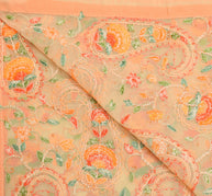 Sushila Vintage Cream Embroidered Dupatta Art Georgette Paisley Party Long Stole