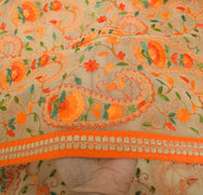 Sushila Vintage Cream Embroidered Dupatta Art Georgette Paisley Party Long Stole