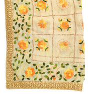 Sushila Vintage Beige OOAK Heavy Dupatta Art Silk Hand Embroidered Long Stole