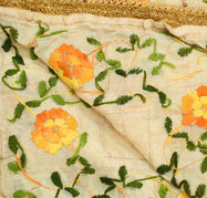 Sushila Vintage Beige OOAK Heavy Dupatta Art Silk Hand Embroidered Long Stole