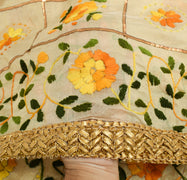 Sushila Vintage Beige OOAK Heavy Dupatta Art Silk Hand Embroidered Long Stole