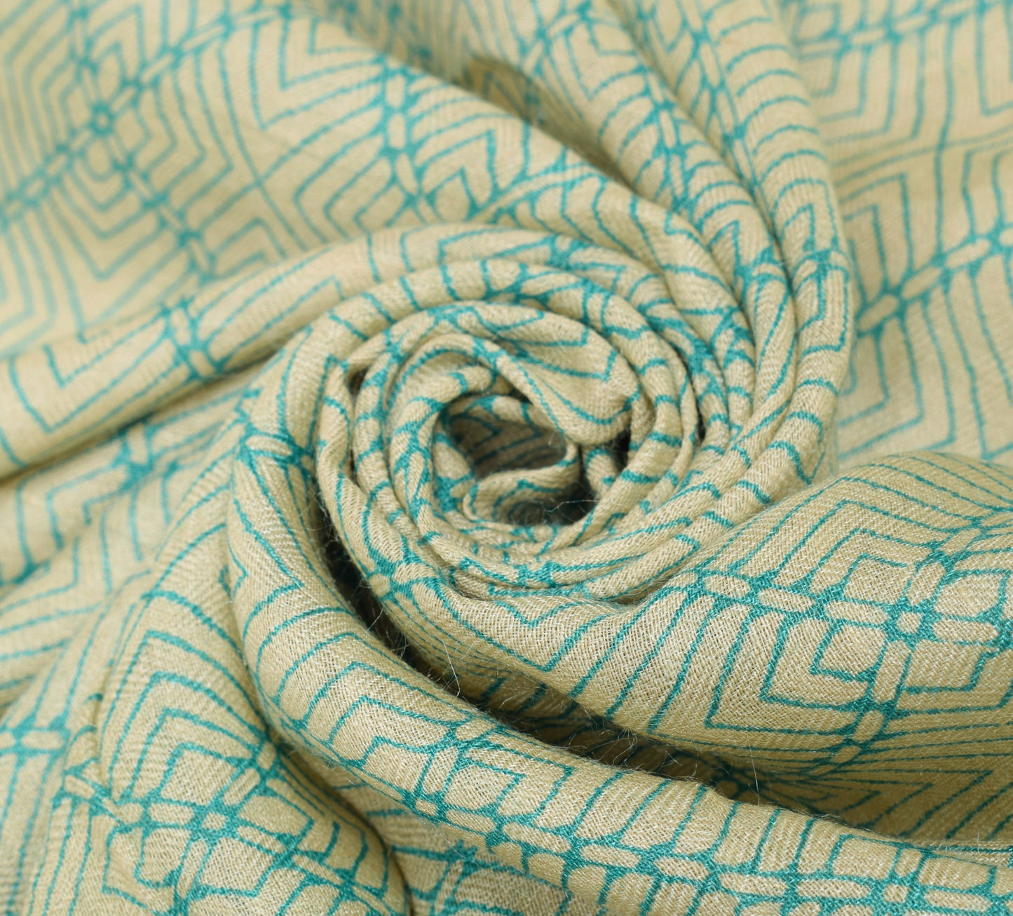 Sushila Vintage Cream Dupatta 100% Pure woolen Printed Soft Indian Long Stole