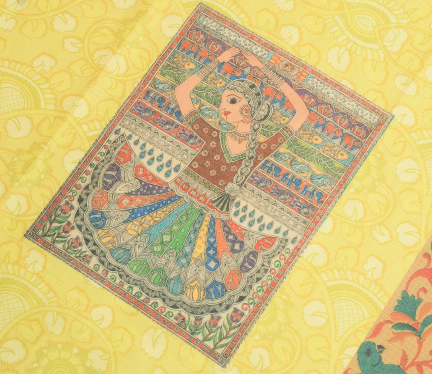 Sushila Vintage Kalamkari Printed Dupatta Art Cotton Silk Floral Bids Long Stole